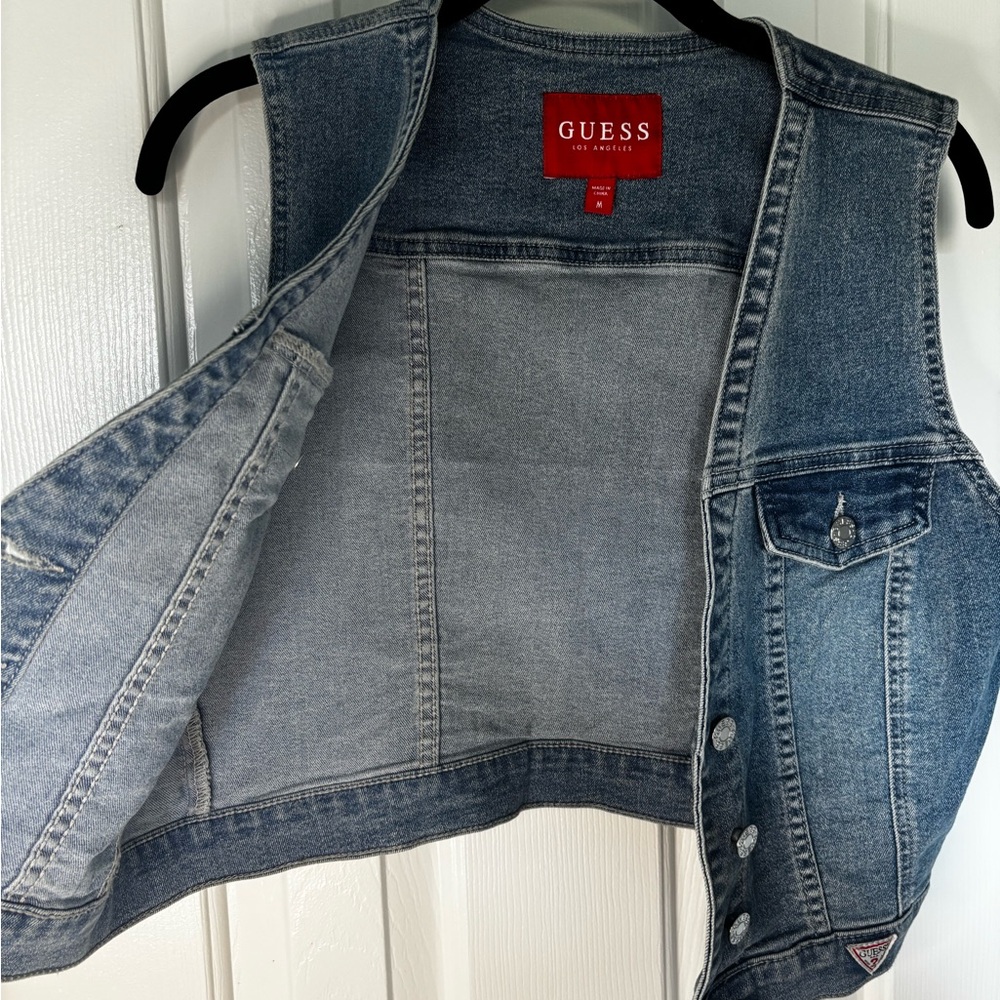 Guess Light Blue Denim Sleeveless Jacket